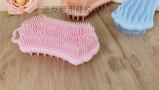 Double-sided silicone bath brush, massage shampoo brush, soft bath rubbing bath both with body silicone brush